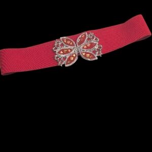 Vintage Red Butterfly Stretch Belt